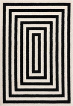 Abani Contemporary Black & Ivory 3' x 5' Area Rug, Contrasting Geometric Modern Stripe Symmetrical Living Room Carpet Rugs
