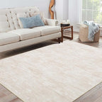 RUGSREAL Bedroom Area Rug 4x6 Modern Abstract Area Rug Stain Resistant Small Living Room Rug Contemporary Dining Room Rug Non-Slip Solid Rug Aesthetic Accent Floor Carpet for Kitchen Office, Beige