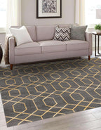 Unique Loom Glam Collection Area Rug - Trellis (7' 10" Square, Gray Gold/ Gold)