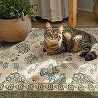 jinchan Elora 2x3 Floral Rug for Entryway Washable Kitchen Rug Vintage Romance Design Small Mat Non Slip Indoor Doormat Lightweight Low-Profile Throw Carpet for Entrance Laundry Room, Green/Beige