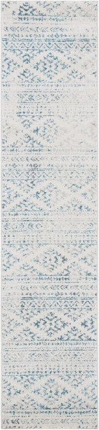 SAFAVIEH Tulum Collection Runner Rug - 2' x 8', Ivory & Turquoise, Moroccan Boho Tribal Design, Non-Shedding & Easy to Clean, Ideal for Living Room, Hallway, Foyer, Entryway, Bedroom (TUL272E)