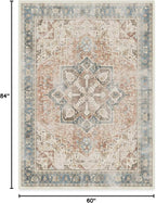 RUGGABLE Washable Vintage Area Rug – Kamran Coral 5x7, Stain-Resistant, Non-Slip – Medium Machine Washable Rugs for Living Room, Bedroom, Hallway, Entryway & Office–with Standard Pad