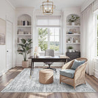 3x5 Rug, Small Area for Kitchen, Entryway, Machine Washable Non-Slip Throw Rug, Vintage Carpet for Nursery Coffee Table Grey