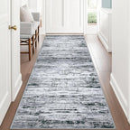 Modern Abstract Runner Rug 3x8, Black Grey White Washable Kitchen Runner Non-Slip Soft Hallway Rug Runner Thin Print Faux Wool Carpet for Entryway Bedroom Laundry Room Indoor Home Office Decor