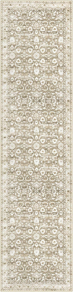 Runner Rug 2.6x10, Beige Tan White Washable Long Hallway Rug Runner Non-Slip Soft Kitchen Runner Thin Printed Faux Wool Super Soft Carpet for Entryway Bedroom Laundry Room Indoor Home Decor