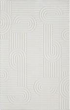 Annabel Modern Geometric Area Rug for Living Room, 4x6 Contemporary Arched Linear Cream Neutral Rug, Stain Resistant Non-Shedding Carpet for Bedroom, Dining Room or Kitchen (4' x 6', Cream)