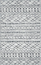 KUTA Washable Non-Slip Rugs for Entryway 2x3, Grey Moroccan Boho Small Area Rug, Ultra Soft Vintage Geometric Low-Pile Indoor Door Mat Floor Carpet for Indoor, Entrance, Kitchen, Bathroom, Bedroom