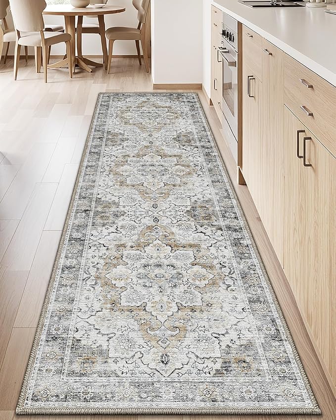 LUMI Washable Kitchen Rug 2x6 for Floor, Non Slip Runner Rugs with Rubber Backing, Low Pile Comfort Area Carpet for Standing, Living Room, Entryway, Laundry, Hallways