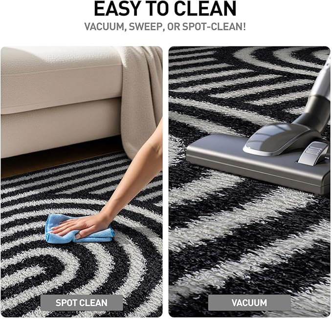Rugshop Abstract Arch Shag Area Rug Anthracite Dark Gray 7' 10" x 10' Perfect for Large Living Rooms, Dining Areas, or Master Bedrooms