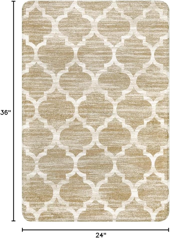 Lahome Moroccan Washable Rug Entry Rug-Non-Slip Kitchen Rugs - 2x3 Small Area Rug Indoor Door Mats for Entryway Soft Throw Doormat Indoor Entrance Non-Shedding Bathroom Bedroom Rugs Taupe Bedside