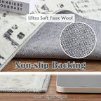 jinchan Boho 4x6 Neutral Area Rugs - Machine Washable Moroccan Soft Throw Rug Bohemian Diamond Design Non-Slip Carpet for Bedroom Entryway Living Room Kitchen Dining Room (4‘x6', Charcoal)