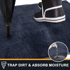 PURRUGS Dirt Trapping Door Mat 31.5" x 70", Non-Slip Machine Washable Entry Rug, Shoe Scraper, Dog Doormat, Super Absorbent Welcome Mat for Front & Back Door, Muddy Shoes & Paws, Navy Blue
