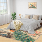 Peacock Peony Flower Area Rug 6x9-6x9 Rug, Classic Peacock Peony Rugs for Living Room, Oriental Carpet, Floral Animal Washable Area Rugs for Bedroom, Aesthetics Carpet - Peafowl Home Decor & Gifts