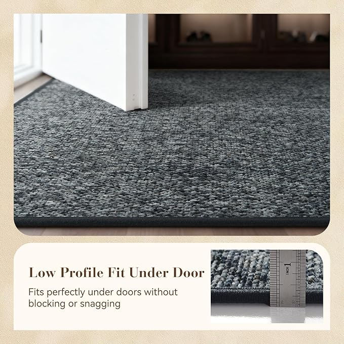MontVoo Door Mat Indoor Entrance Doormat, Absorbent Durable Rubber Non Slip Front Door Mat for Inside Entry Entryway Dirt Trapper Welcome Mat, Darkgrey 24''x36''