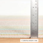 Dash and Albert Ana Ticking Machine Washable Area Rug - 3' x 5' Aqua Stripe Washable Accent Rug - Durable, High Traffic Area Kitchen, Hallway, Bedroom