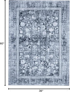 Area Rug 3×5, Vintage Boho Rug,Ultra-Soft Low Pile, Washable, Non Slip,Stain Resistant Printed Carpet for Living Room Bedrooms Playroom Office Kitchen, Solid/Blue