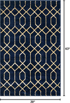 Unique Loom Glam Collection Area Rug - Trellis (3' 3" x 5' 3" Rectangle, Navy Blue Gold/ Gold)