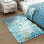 Entrance Rugs Indoor 2x3 Teal Blue Entry Rug Washable Abstract Small Area Rug Non-Slip Low Pile Throw Rugs for Entryway, Kitchen Floor, Front Door Indoor Door Mat, Bathroom, Bedroom Bedside