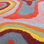 Irregular Shaped Handmade Wool Rug | Modern Colourful Stripe Premium Area Rug Perfect for Home Decor (IR-D, 10x10 ft)