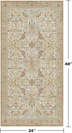 Beige Small Throw Rug for Entryway 2x4 Washable Non Slip - Soft Low Pile Boho Bathroom Rugs for Kitchen, Powder Room - Unique Farmhouse Bird & Pattern Botanical Decorative Door Mats