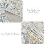 Abstract Rug 8x10 Large Living Room Rugs Neutral Modern Washable Area Rugs for Bedroom Dining Room Non-Slip Stain Resistant Foldable Thin Rug Blue Yellow