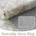 jinchan Vintage Floral 4x6 Area Rugs - Machine Washable Distressed Design Soft Ultra-Thin Low-Pile Non-Slip Carpet for Entryway Kitchen Bedroom Nursery Living Room Dining Room (4x6ft, Brown)