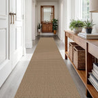 IOHOUZE Washable Runner Rug 2x12 Non Slip Rubber Backed Extra Long Hallway Runner Entryway Runner Indoor, Kitchen Rugs Woven Cotton Floor Carpet for Hall Stair, Orange/Tan/Brown