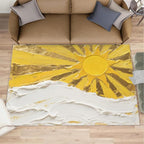 Boho Sun Area Rugs 6x8ft, Abstraction Deco Living Room Area Rug, Minimalist Sunburst Play Rug with Carpet Tape Double Sided for Bedroom Office Home Decor
