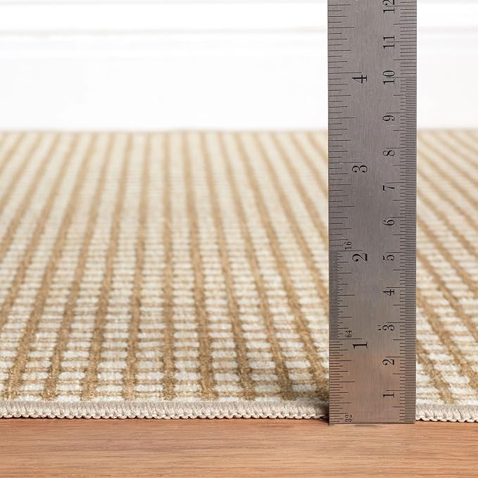 Dash & Albert Hartley Natural Machine Washable Rug, 3 X 5 Feet, Natural Plaid Pattern