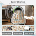 Enkor Area Soft Rugs 6x9 Washable Non Slip Boho Floor Rugs for Living Room Bedroom, Vintage Style Farmhouse Mat for Kitchen Entryway Orange & Beige