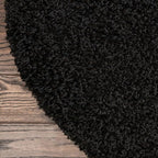 Unique Loom Solid Shag Collection Area Rug (5' 3" Round, Jet Black)