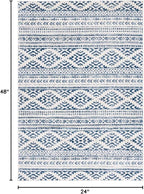 SAFAVIEH Tulum Collection Accent Rug - 2' x 4', Ivory & Navy, Moroccan Boho Tribal Design, Non-Shedding & Easy to Clean, Ideal for Front Door, Kitchen, Entryway, Foyer (TUL272D)