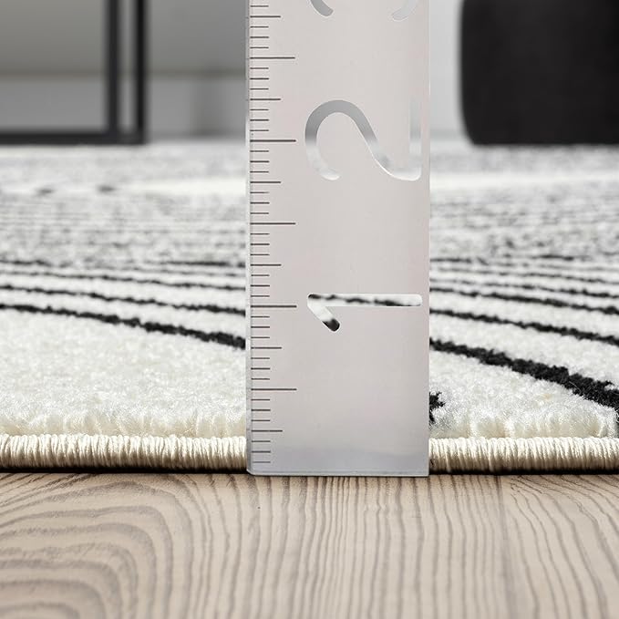 Abani Nuevo Beige Black Swirls Modern Area Rug 3' x 6' for Living Room, Bedroom - Abstract Design - Durable & Easy to Clean