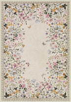 Wonnitar Washable 5x7 Rug for Living Room, Floral Print Large Bedroom Area Rug, Non-Slip Dining Table Throw Mat, Botanical Area Rug Carpet for Entry Basement Dorm (Beige,5'x7')