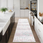 Lahome Moroccan Washable Runner Rug 2x6 Non-Slip Anti-Fatigue Kitchen Rugs and Runners Throw Soft Long Bathroom Runner, Geometric Print Distressed Floor Runners for Entryway Laundry Room Foyer