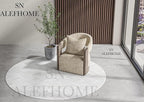 Sn Alef Home Soft Textured Round Rug | White & Grey Woven Carpet for Living Room Bedroom | Minimalist Handcrafted Circular Floor Mat for Home & Decor (Gray_7x7 ft)