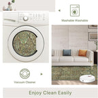 Bavni Area Rug 3X5, Aesthetic Rugs for Living Room, Non Shedding Non Slip Machine Washable Carpet for Office Dorm, Floral Vintage Chenille Rugs for Bedroom, Sage Green