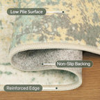 8x10 Area Rugs Washable Green Rug for Living Room Bedroom, Abstract Modern Large Rug Non Slip, Water Repellent Low Pile Soft Carpet for Dining Room, Grey Green