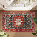 Enkor Area Soft Rugs 2x3 Washable Non Slip Boho Small Floor Entryway Rugs for Living Room Bedroom, Vintage Style Farmhouse Mat for Kitchen Red & Blue