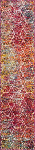 Unique Loom Trellis Frieze Collection Area Rug - Geometric (2' x 8' 8" Runner, Multi/ Ivory)