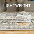 zesthome 5x7 Area Rugs - Ultra-Thin Washble Rug, Stain Resistant Anti Slip Backing Rugs for Living Room,Bedroom, Vintage Home Decor Area Rug (Wheat/Charcoal,5'x7')
