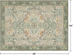 Large Entryway Rugs Indoor - Sage Green 3x4 Washable Rugs for Kitchen Bedroom Beside Bed Door Mat Indoor Entrance with Beige Woodland Flowers, Non Slip Stain Resistant Low Pile