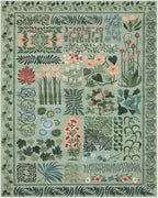 Boho Green Washable 8x10 Area Rug for Living Room, Floral Large Rugs for Bedroom Aesthetic, Non Slip Botanical Soft Indoor Throw Carpet for Dining Room Home Office Playroom (Green,8 x 10)