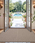 DEXI Front Entryway Door Mat Non Slip 48x72, Large Double Entry Way Mats Inside Entrance Low Profile, Welcome Doormat Dirt Trapper for Garage House Floor Home Porter Hall Backdoor Area, Light Taupe