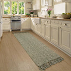 Collive Long Carpet Runners for Hallway 2.6x8ft, Washable Cotton Woven Kitchen Runner Rugs Low-Profile Entryway Rug, Natural/Green Modern Front Door Floor Carpet for Laundry Room Bedroom Doorway
