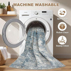 Nakagishi 7x9 Area Rugs Living Room: Washable Abstract Large Neutral Soft Rug Stain Resistant Modern Indoor Floor Non-Slip Carpet for Bedroom Nursery Kids Playroom Office Dining Room Dorm-Blue Brown