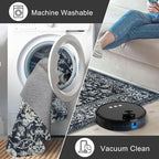 KILOCOCO Area Rug 4x6 Entryway Rug Washable Printed Vintage Floral Rubber Backed Non Slip Indoor Kitchen Rugs for Laundry Room Playroom Bedroom Living Room Moroccan Area Rugs, Navy/Charcoal