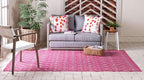 Unique Loom Outdoor Trellis Collection Area Rug - Tribal Trellis (7' 1" x 10' Rectangle, Fuschia/ Gray)