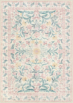 Lahome Pink Boho Rugs for Living Room 5x7, Washable Area Rugs for Bedroom Girls Decor Non Slip, Soft Floral Low-Pile Nursery Carpet for Kids Dining Room Indoor, Pink/Multi