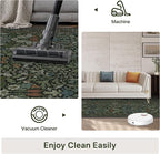 Bavni Floral Dark Green Area Rugs 6x9, Vintage Boho Carpet Machine Washable, Non Slip Soft Low Pile Thin Rug for Bedroom, Living Room, Dining Room, Nursery